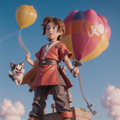 Image For Post Anime, mechanic, dog, castle, samurai, balloon, HD, 4K, AI Generated Art