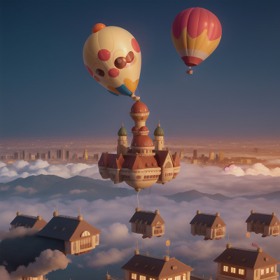 Image For Post Anime, balloon, futuristic metropolis, pizza, griffin, fog, HD, 4K, AI Generated Art