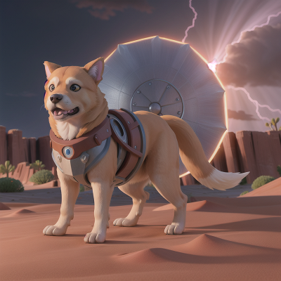 Image For Post Anime, energy shield, storm, dog, shield, desert oasis, HD, 4K, AI Generated Art