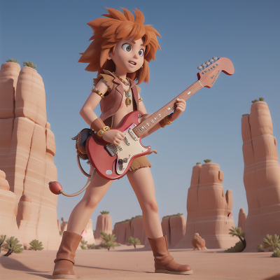 Image For Post Anime, electric guitar, motorcycle, cursed amulet, cavemen, desert oasis, HD, 4K, AI Generated Art