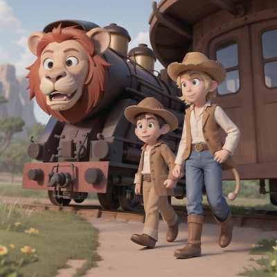 Image For Post Anime, cowboys, wizard, train, monkey, lion, HD, 4K, AI Generated Art