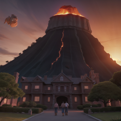 Image For Post Anime, haunted mansion, volcano, camera, sunset, cowboys, HD, 4K, AI Generated Art