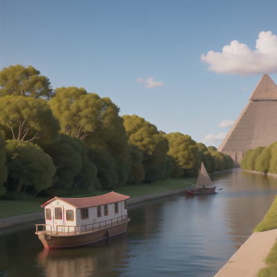 Image For Post Anime, doctor, river, park, pyramid, boat, HD, 4K, AI Generated Art