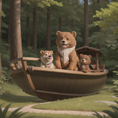 Image For Post Anime, forest, dog, bear, crystal, boat, HD, 4K, AI Generated Art