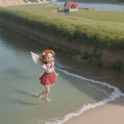 Image For Post Anime, river, celebrating, beach, angel, farm, HD, 4K, AI Generated Art