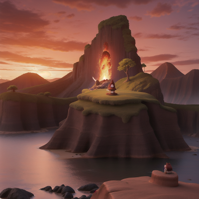Image For Post Anime, lava, cavemen, geisha, mountains, beach, HD, 4K, AI Generated Art