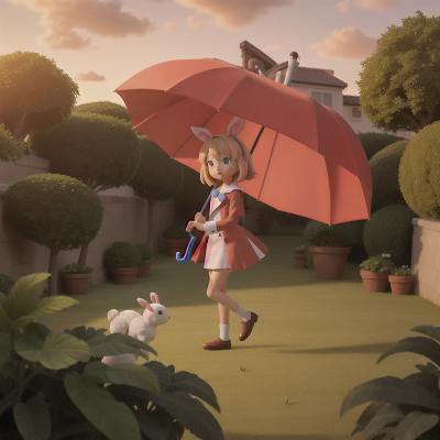 Image For Post Anime, doctor, sunrise, umbrella, rabbit, maze, HD, 4K, AI Generated Art