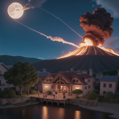 Image For Post Anime, volcano, moonlight, school, chef, romance, HD, 4K, AI Generated Art