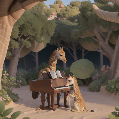 Image For Post Anime, giraffe, kangaroo, shark, piano, desert oasis, HD, 4K, AI Generated Art