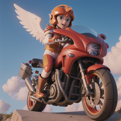 Image For Post Anime, energy shield, griffin, motorcycle, key, angel, HD, 4K, AI Generated Art