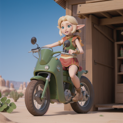 Image For Post Anime, market, desert oasis, elf, bicycle, motorcycle, HD, 4K, AI Generated Art
