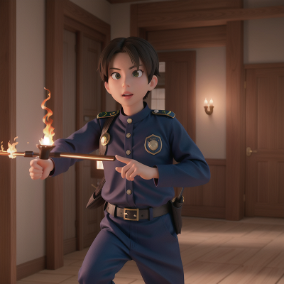 Image For Post Anime, enchanted mirror, fire, ninja, alligator, police officer, HD, 4K, AI Generated Art