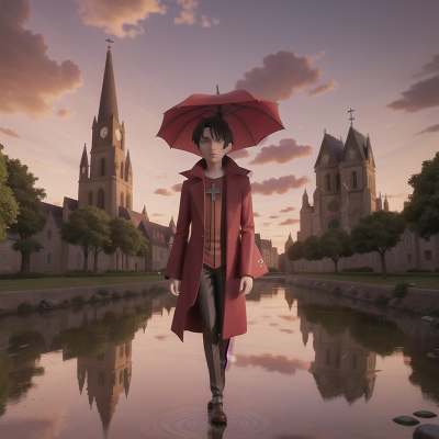 Image For Post Anime, cathedral, vampire, sunset, umbrella, doctor, HD, 4K, AI Generated Art