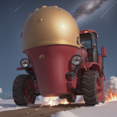 Image For Post Anime, teleportation device, meteor shower, avalanche, tractor, golden egg, HD, 4K, AI Generated Art