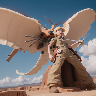 Image For Post Anime, energy shield, desert, helicopter, pterodactyl, zookeeper, HD, 4K, AI Generated Art