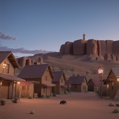 Image For Post Anime, wild west town, ghost, desert, village, harp, HD, 4K, AI Generated Art