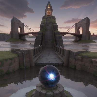 Image For Post Anime, crystal ball, wizard's hat, cyborg, bridge, flood, HD, 4K, AI Generated Art