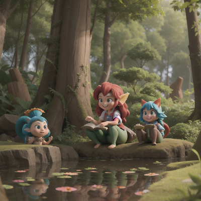 Image For Post Anime, rocket, mechanic, mermaid, forest, troll, HD, 4K, AI Generated Art