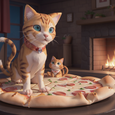 Image For Post Anime, pizza, wind, crystal, holodeck, cat, HD, 4K, AI Generated Art