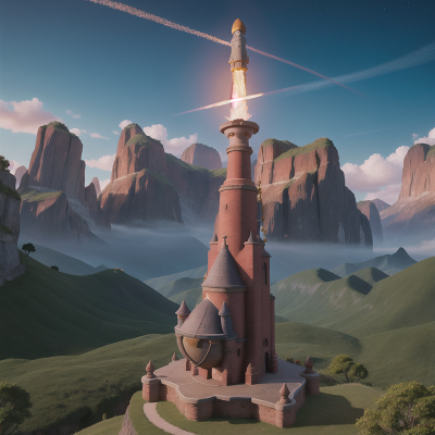 Image For Post Anime, queen, witch's cauldron, rocket, statue, mountains, HD, 4K, AI Generated Art