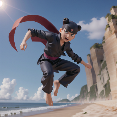 Image For Post Anime, ninja, demon, beach, flying, detective, HD, 4K, AI Generated Art