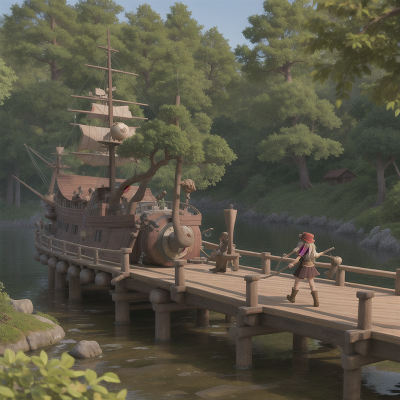 Image For Post Anime, pirate ship, camera, bridge, forest, ogre, HD, 4K, AI Generated Art