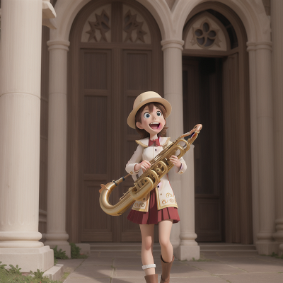 Image For Post Anime, cathedral, drought, laughter, saxophone, accordion, HD, 4K, AI Generated Art