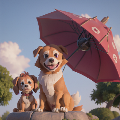 Image For Post Anime, crying, dog, umbrella, griffin, clock, HD, 4K, AI Generated Art