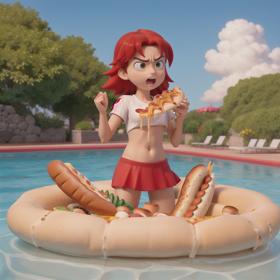 Image For Post Anime, pizza, anger, griffin, hot dog stand, swimming, HD, 4K, AI Generated Art