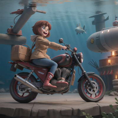 Image For Post Anime, motorcycle, laughter, submarine, underwater city, enchanted mirror, HD, 4K, AI Generated Art