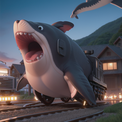 Image For Post Anime, fighting, whale, shield, train, bear, HD, 4K, AI Generated Art