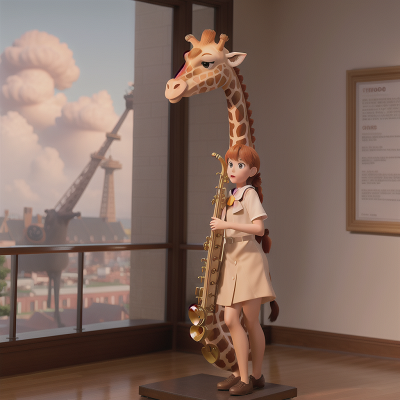 Image For Post Anime, saxophone, school, giraffe, fog, museum, HD, 4K, AI Generated Art