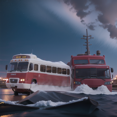 Image For Post Anime, bus, boat, stars, avalanche, hovercraft, HD, 4K, AI Generated Art