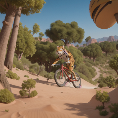 Image For Post Anime, bicycle, rocket, desert, tiger, forest, HD, 4K, AI Generated Art