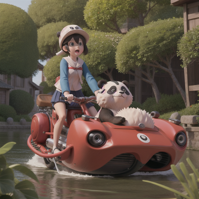 Image For Post Anime, surprise, boat, panda, time machine, bicycle, HD, 4K, AI Generated Art