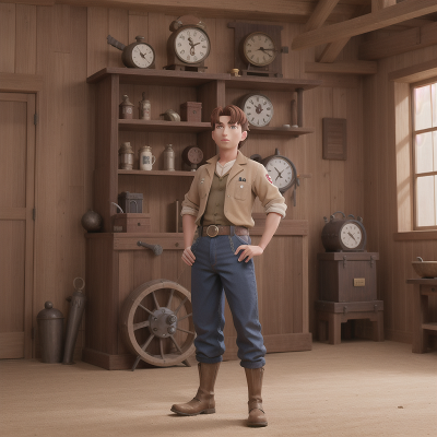 Image For Post Anime, mechanic, clock, wild west town, castle, zookeeper, HD, 4K, AI Generated Art