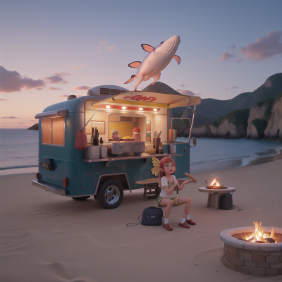 Image For Post Anime, whale, fairy, sunrise, taco truck, fire, HD, 4K, AI Generated Art