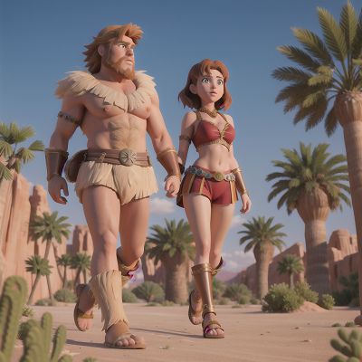 Image For Post Anime, romance, gladiator, desert oasis, bigfoot, sasquatch, HD, 4K, AI Generated Art