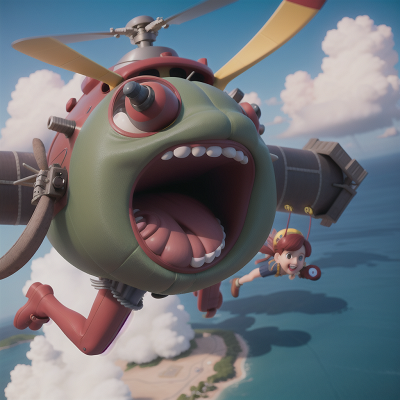 Image For Post Anime, helicopter, jumping, kraken, laughter, flying, HD, 4K, AI Generated Art