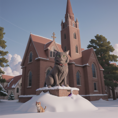 Image For Post Anime, avalanche, cathedral, statue, haunted mansion, cat, HD, 4K, AI Generated Art