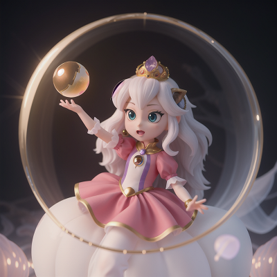Image For Post Anime, crystal ball, queen, ghostly apparition, lion, fairy dust, HD, 4K, AI Generated Art