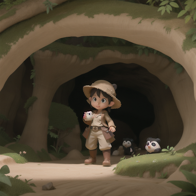 Image For Post Anime, cave, detective, fairy, panda, archaeologist, HD, 4K, AI Generated Art