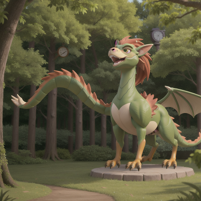 Image For Post Anime, forest, park, griffin, dragon, clock, HD, 4K, AI Generated Art
