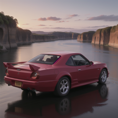 Image For Post Anime, angel, car, sunrise, river, ocean, HD, 4K, AI Generated Art