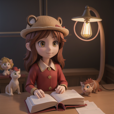Image For Post Anime, hat, chimera, school, lamp, book, HD, 4K, AI Generated Art