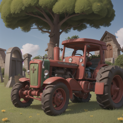 Image For Post Anime, key, tractor, troll, haunted graveyard, drought, HD, 4K, AI Generated Art
