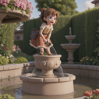 Image For Post Anime, fountain, surprise, bravery, book, garden, HD, 4K, AI Generated Art