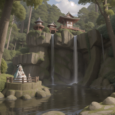 Image For Post Anime, waterfall, geisha, haunted mansion, time machine, yeti, HD, 4K, AI Generated Art