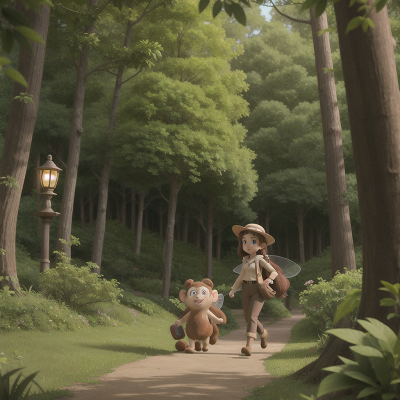 Image For Post Anime, monkey, fairy, detective, holodeck, forest, HD, 4K, AI Generated Art