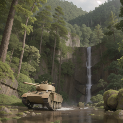 Image For Post Anime, earthquake, forest, helicopter, waterfall, tank, HD, 4K, AI Generated Art